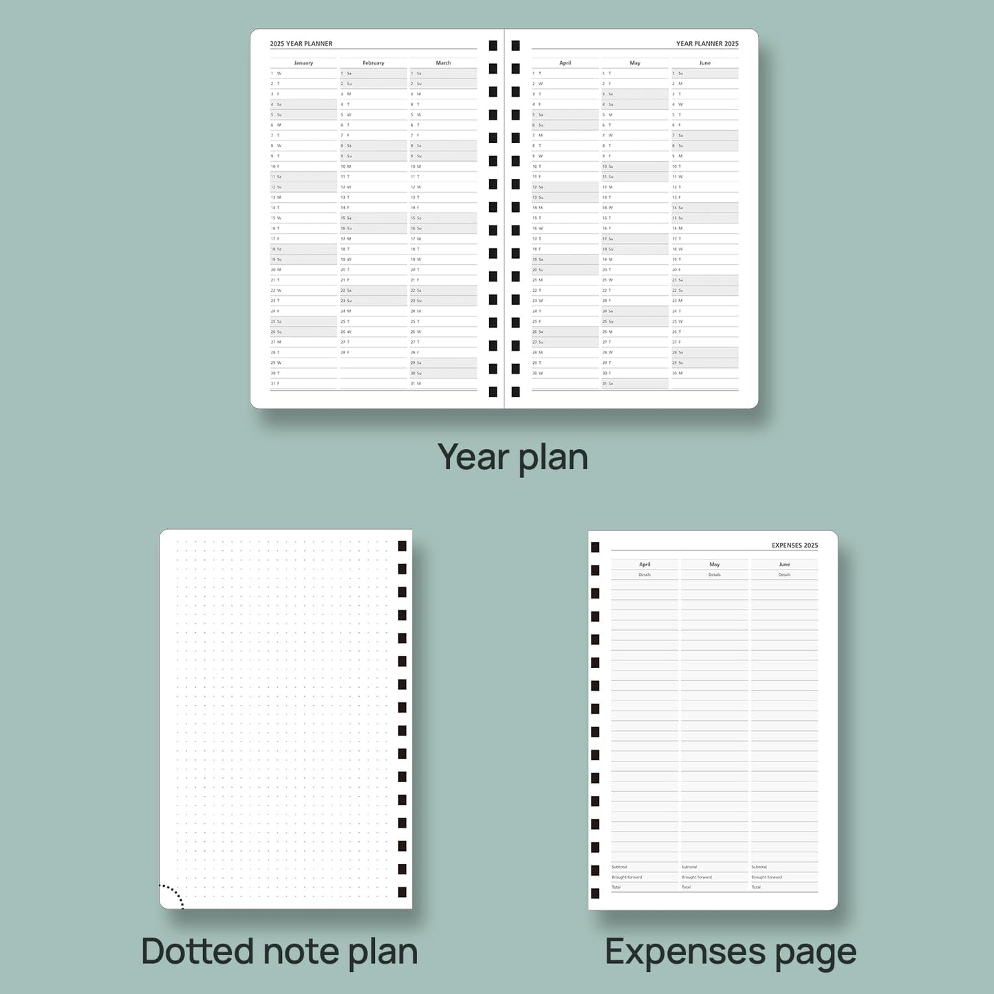 POPRUN Academic Daily Planner 2025-2026 One Page A Day - [5.75" x 8.5"- Spiral Hard Cover], Appointment Book (July 2025 - June 2026) with Monthly Calendar - Haze Blue