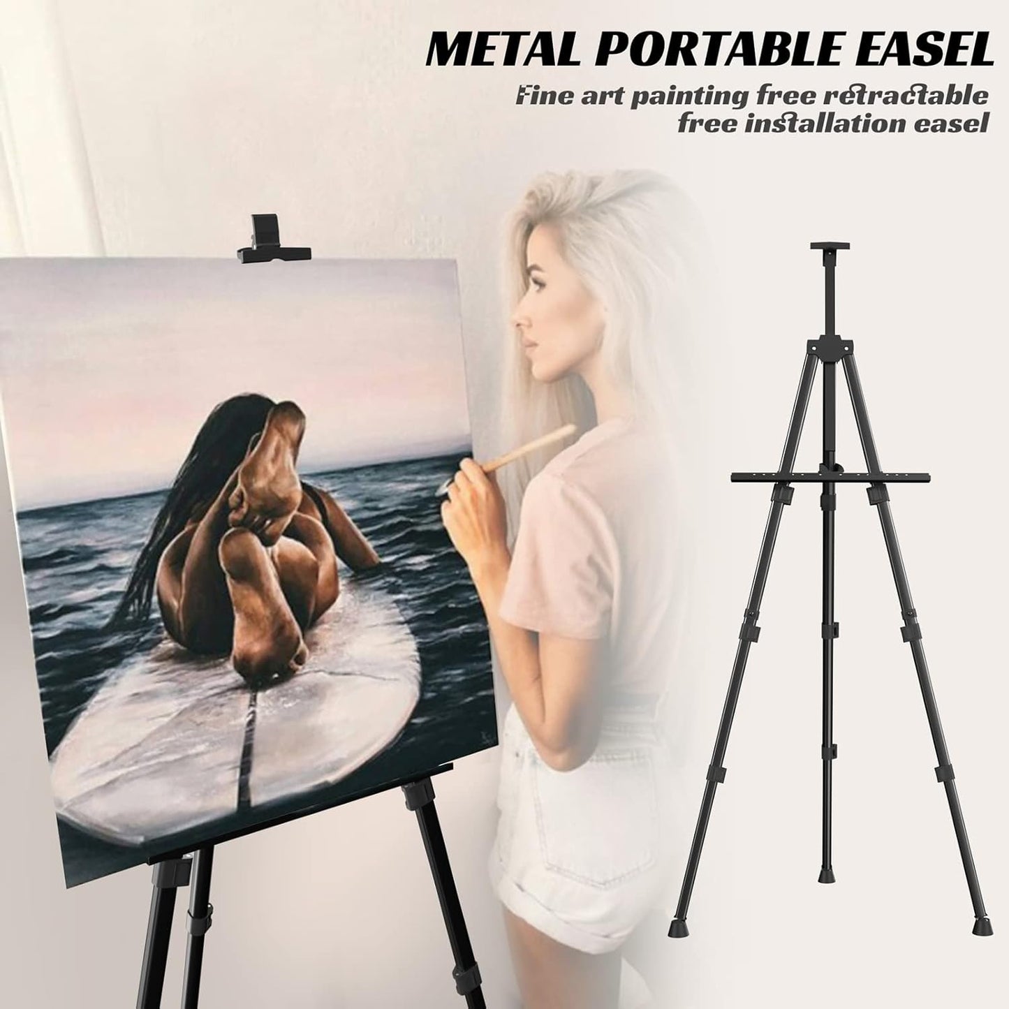 Easels for Painting Canvas, Aredy 66" Art Easel for Drawing, Portable Painting Easel Stand, Metal Table Top Easel (2 Pack)