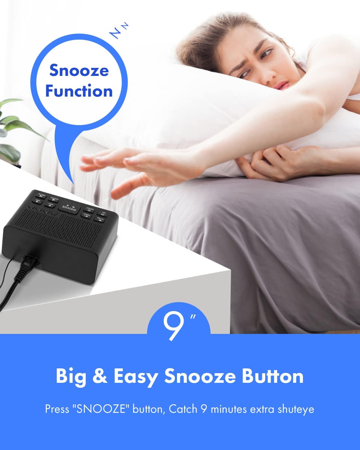 Digital Alarm Clock Radio with AM/FM Radio, Multi-Colors 1.4” LED Digits, Preset, Sleep Timer and Clear Display with Dimmer for Bedroom Bedside, Battery/Plug-in Powered