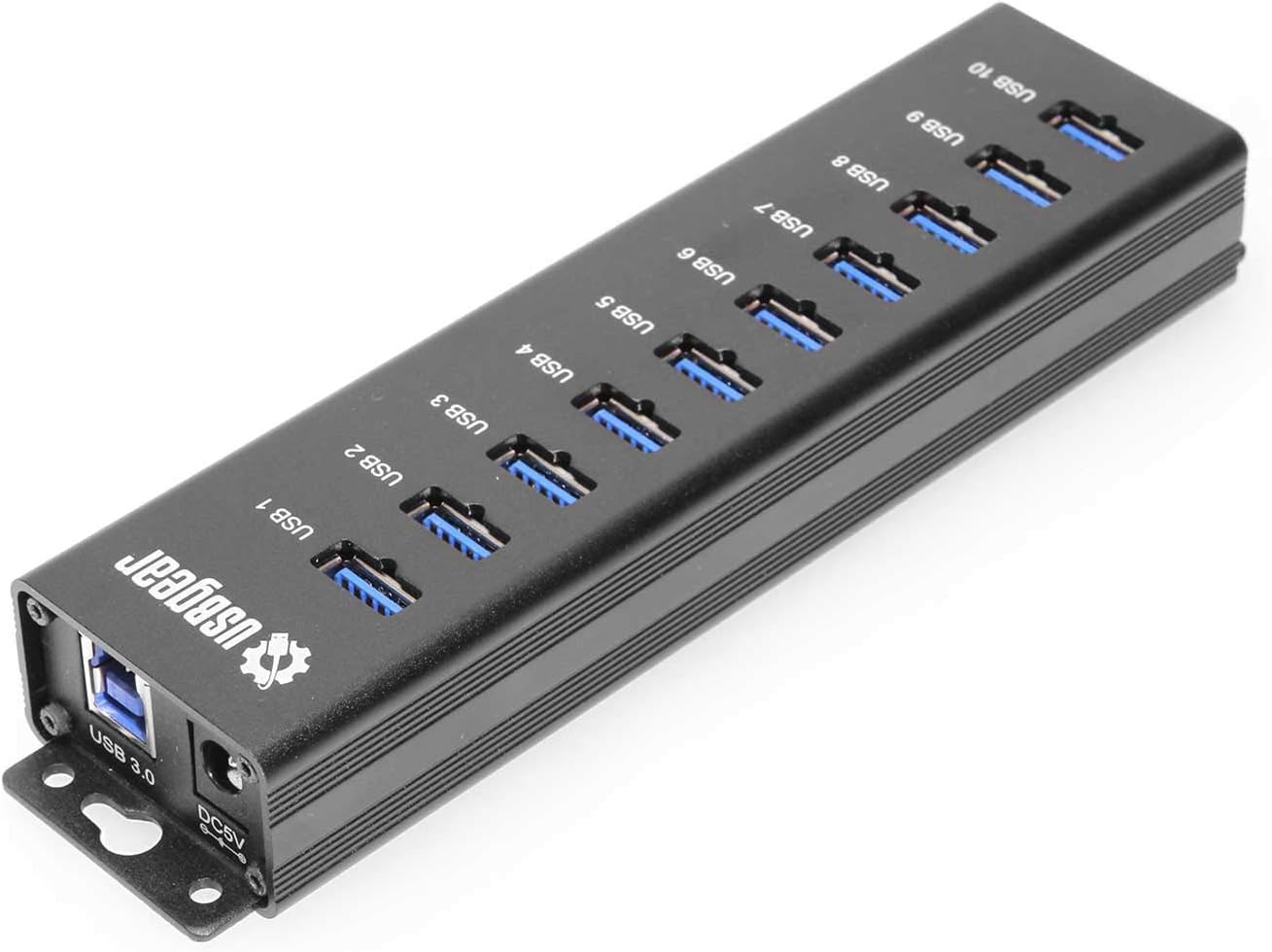 10-Port USB 3.2 Gen 1 Mountable Charging and SuperSpeed Data Hub with 5V/4A Power Adapter and USB Type-A to Type-B Cable Up to 900mA per Port Charging Function Wall and Surface Mounting