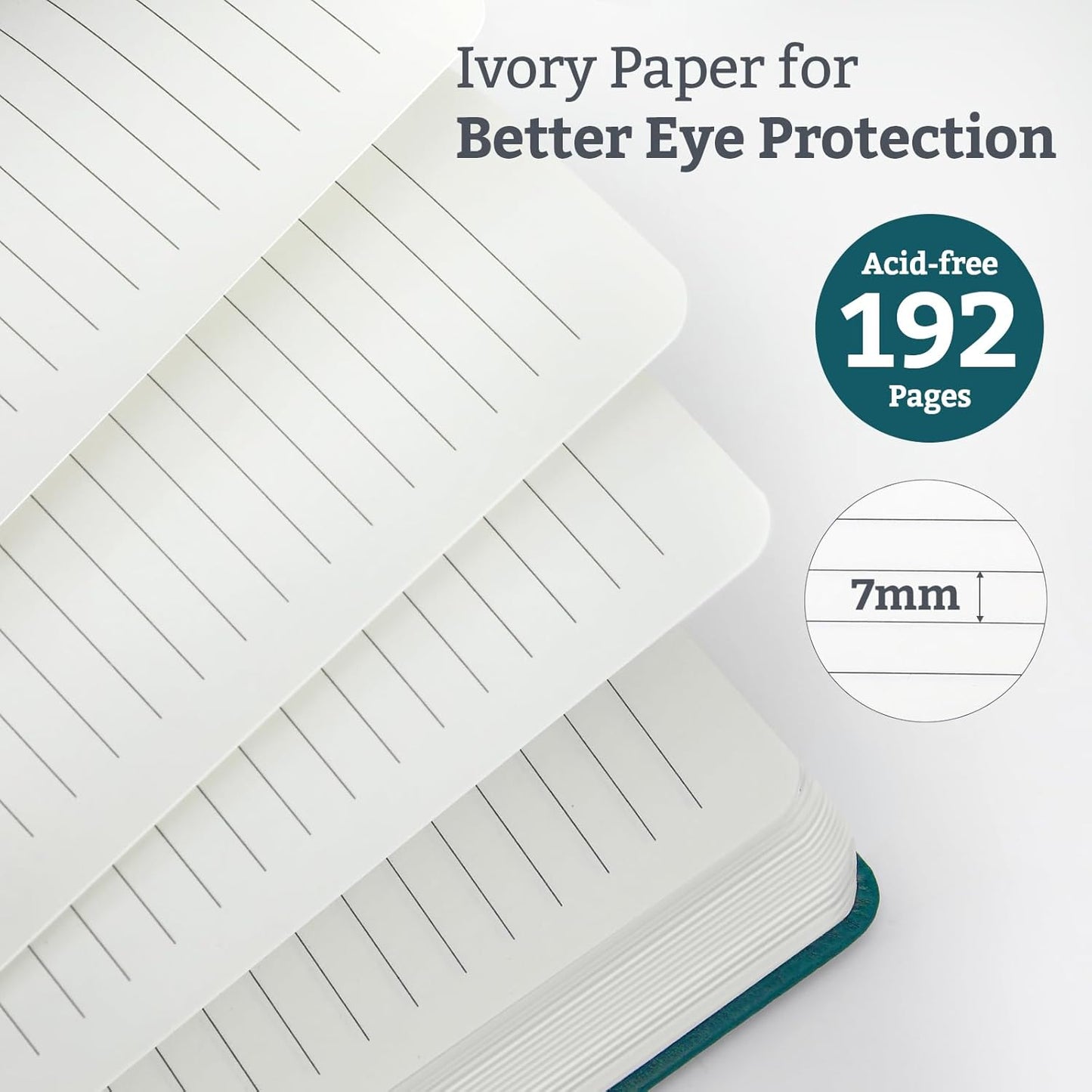 2Pack Lined Hardcover Journal Notebook, A5 192 Pages 100Gsm Thick Paper College Ruled for School,Note Taking,Work,Diary，5.7"*8.3",Turquoise