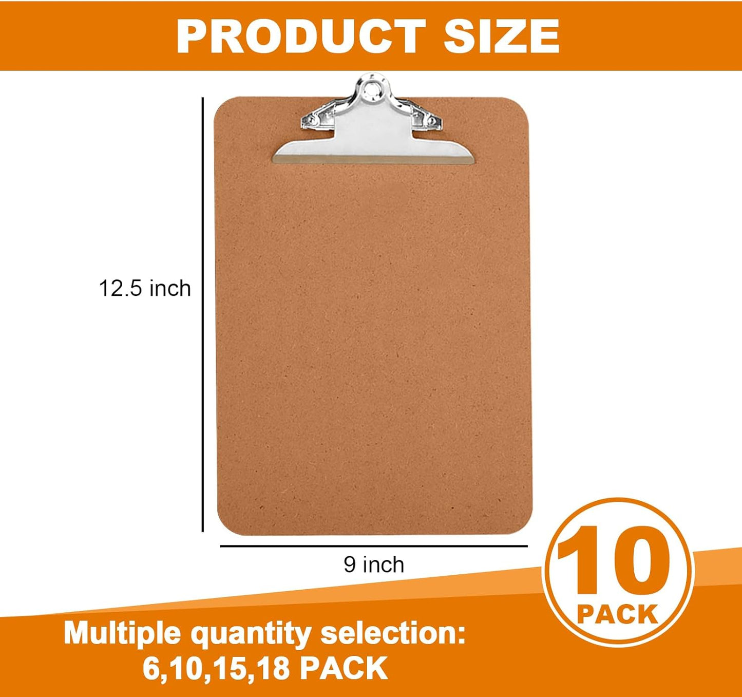 HERKKA 10 Pack Hardboard Office Clipboards - A4 Letter Size, ECO Friendly