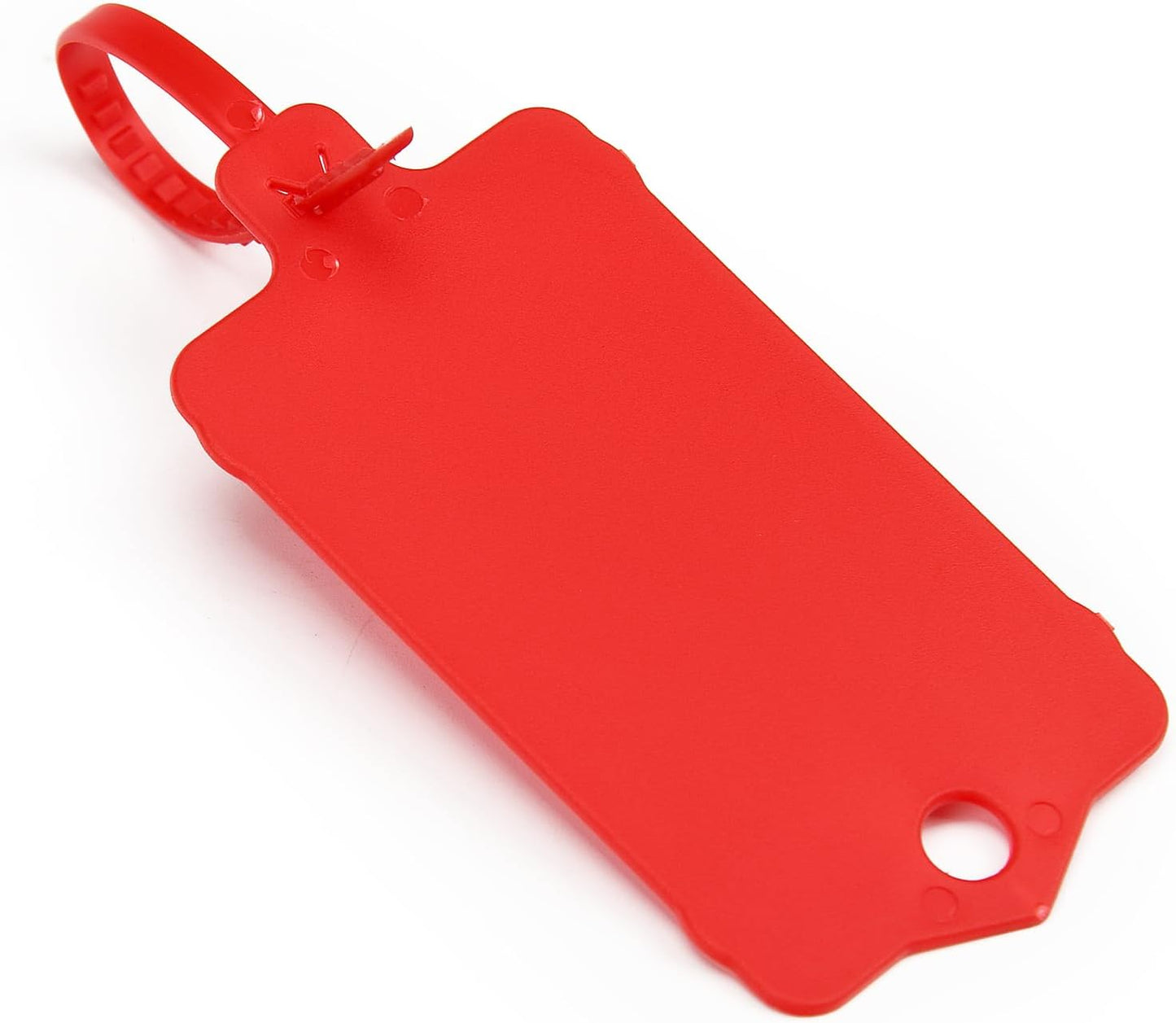 100pcs Blank Plastic Tags for Labeling Reusable Hanging Tags Ties Key Tag Storage Labels Waterproof Plastic Mark Label Writable Hang Sign with One Marker Pen (Red)