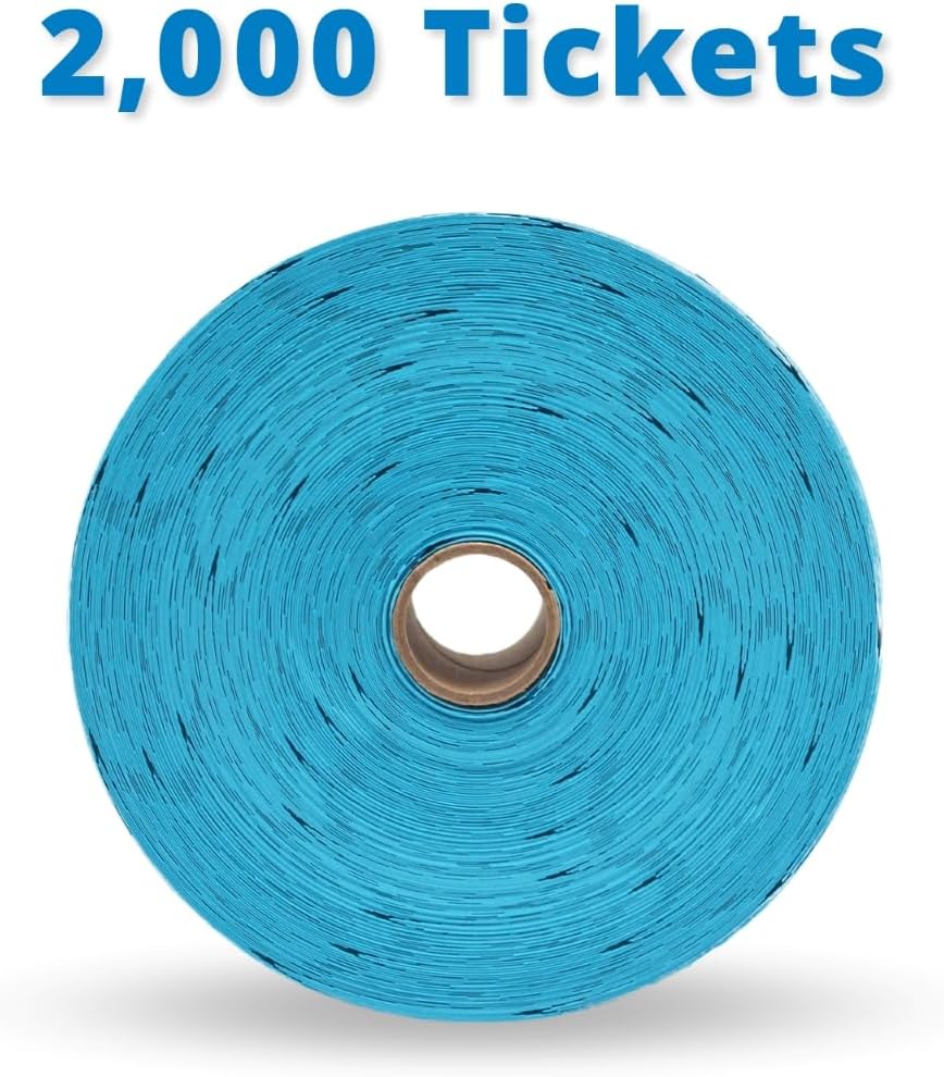 INDIANA TICKET CO. 2,000 Blue Raffle Tickets Double Roll, Premium Quality 50/50 Raffle Tickets, Tickets for Events, Carnivals, Door Prizes, Drinks and More