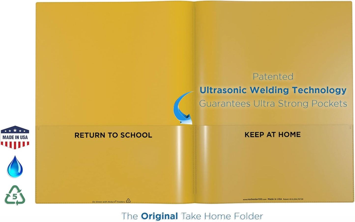 Nicky's Folder® English Communicator, Parent-Teacher Folder, Patented Tear-Resistant, Flexible Plastic, 2 Inside Pockets, 2 Exterior Sleeves, Letter Size Paper, Single Color (24 Pack) (Red)