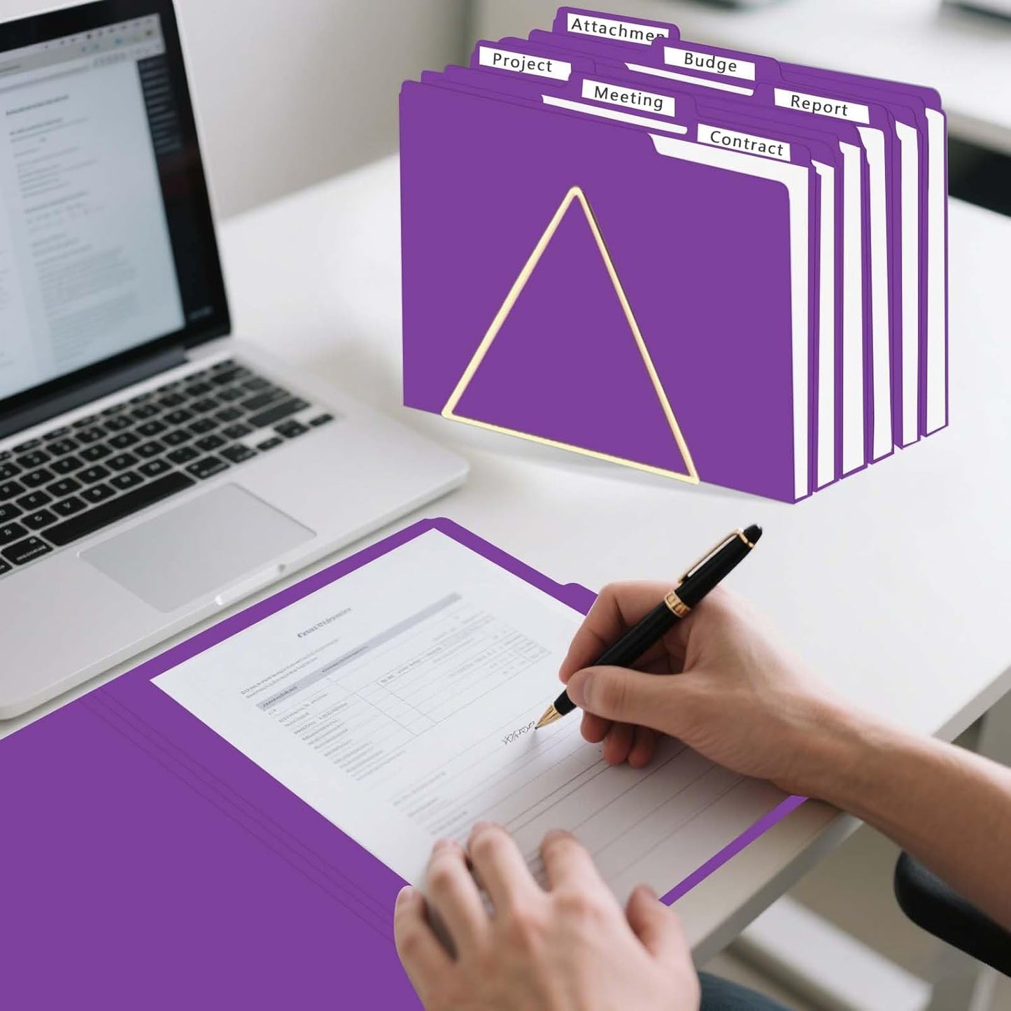 File Folder, HERKKA 120 Pack 1/3 Cut Tab File Folders, File Folders Great for Organizing and Filing, Letter Size, Purple