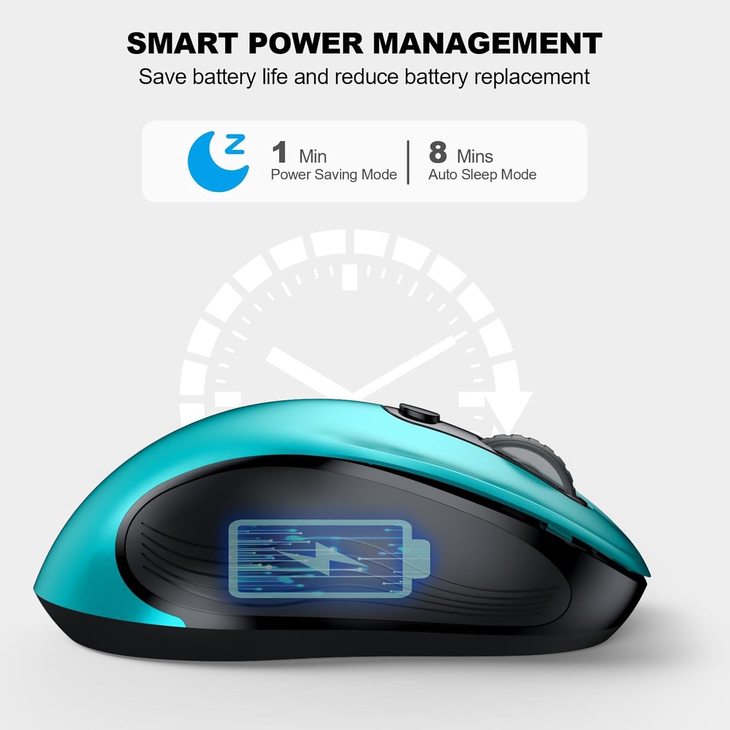 WisFox 2.4G Wireless Mouse for Laptop, Ergonomic Computer Mouse with USB Receiver and Type-C Adapter, 3 Adjustable Levels, 6 Button Cordless Wireless Mice for Windows Mac PC Notebook (Green)