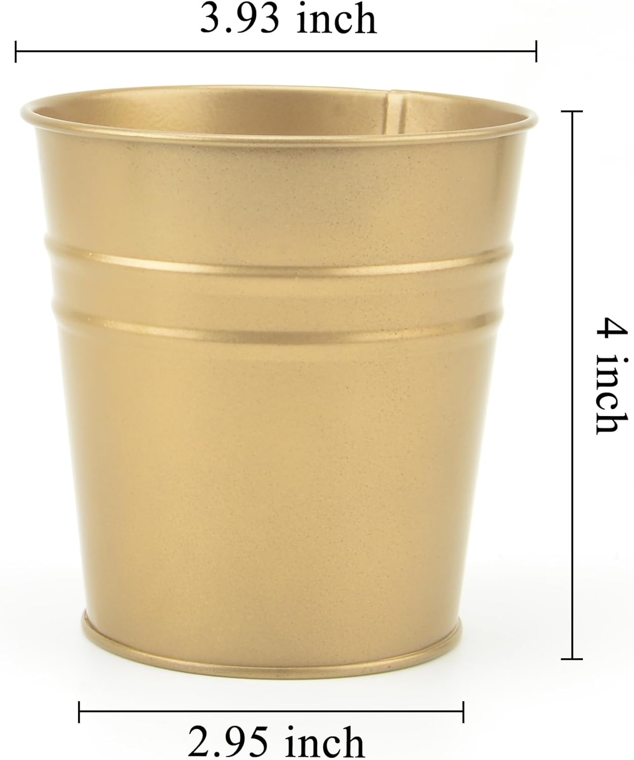 Pen Holder Cup For Desk Pencil Holder Metal Marker Pen Organizer Storage Small Tinplate Flower Pot Succulent Bucket Planters for Office Home - 2 Pack (Gold)