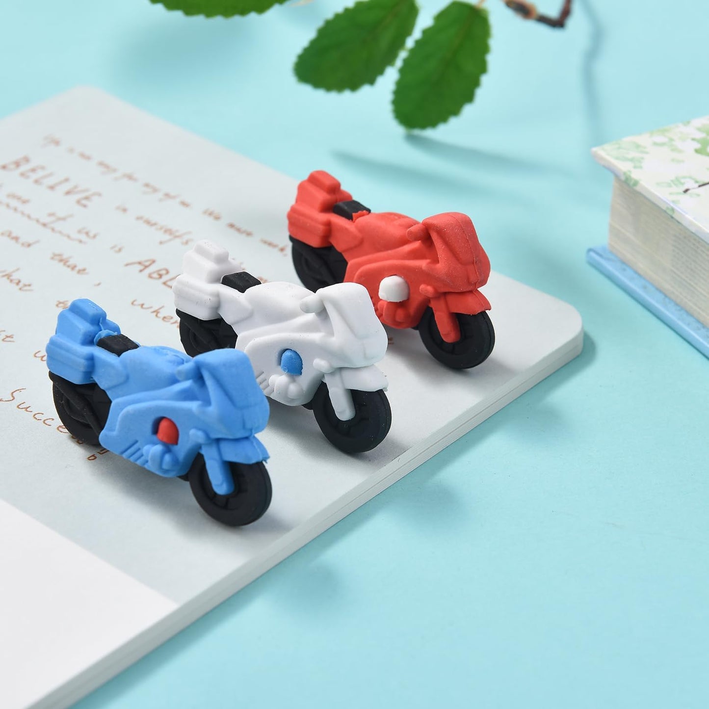 12 Pack 3D Motorcycle Erasers for Kids, Boys and Girls - Fun Take Apart School Supplies, Prize Gifts, Party Favors