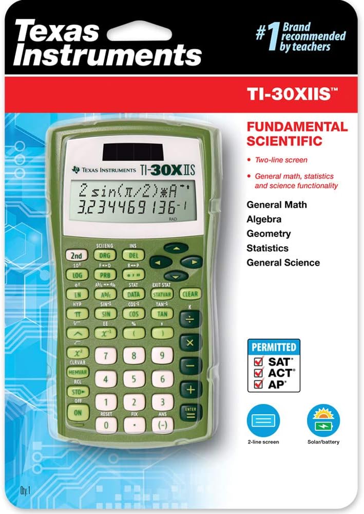Texas Instruments TI-30X IIS 2-Line Scientific Calculator, Lime Green
