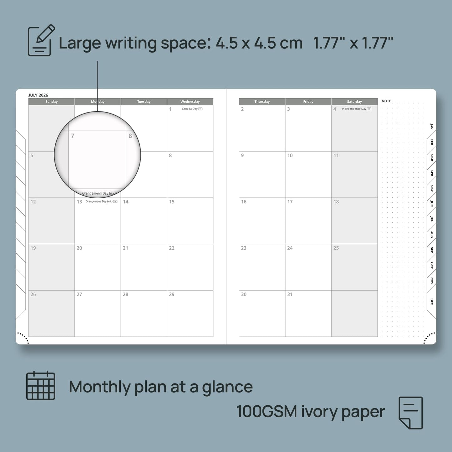 POPRUN Weekly Planner 2026 (Large 8.5" x 10.5") Calendar 12 Months Notebook with Horizontal Layout, Leather Soft Cover, Monthly Tabs, Inner Pocket, 100GSM Thick Paper, Pen Holder - Lilac