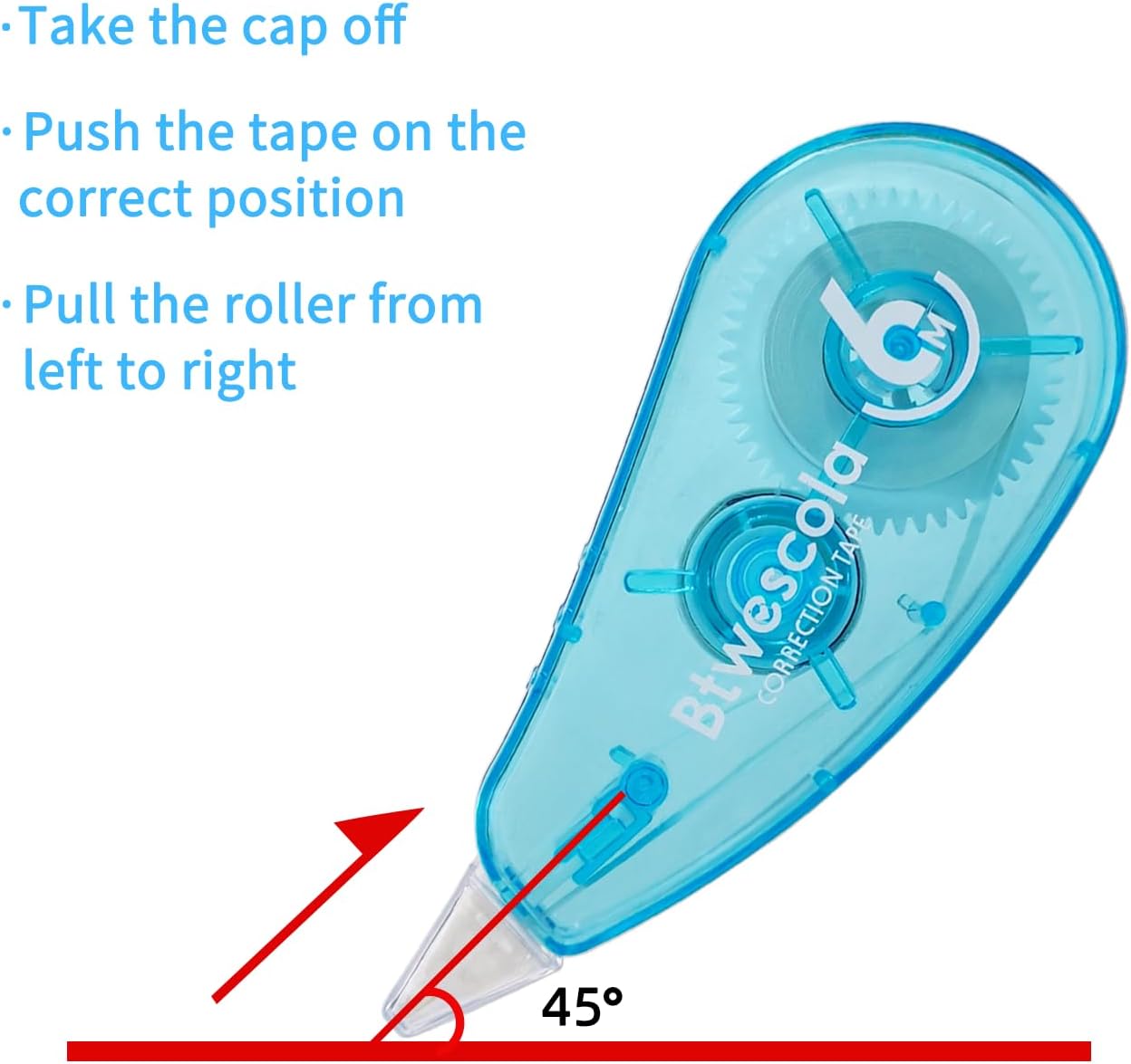 Correction Tape, Easy to Use Applicator for Instant Corrections, 19.7 Feet 6-Count Pack Correction Tape for School, Office, Crafting (6pcs/Set)