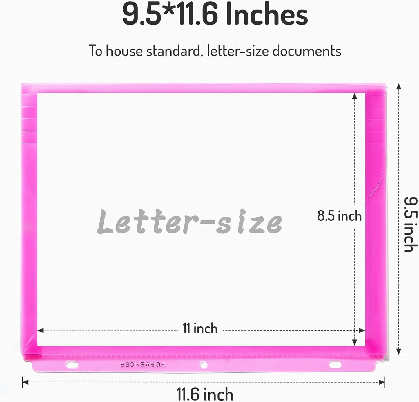 Forvencer Binder Pocket, 4X Regular Capacity, 10 Pack Super Heavyweight Plastic Folders with Tight Closure, Folders with Pockets Side Loading, Binder Organizer, Binder Dividers, Letter Size, Extended