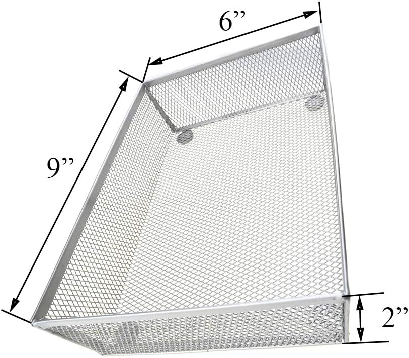 HAHIYO Stackable Mesh Tray Cup 9 x 6 x 2 inches Sturdy Container for Desk Drawer Organizer Collection for Home Office School kitchen Soft Foam Feet No Sharp Edges 1 Pack Silver