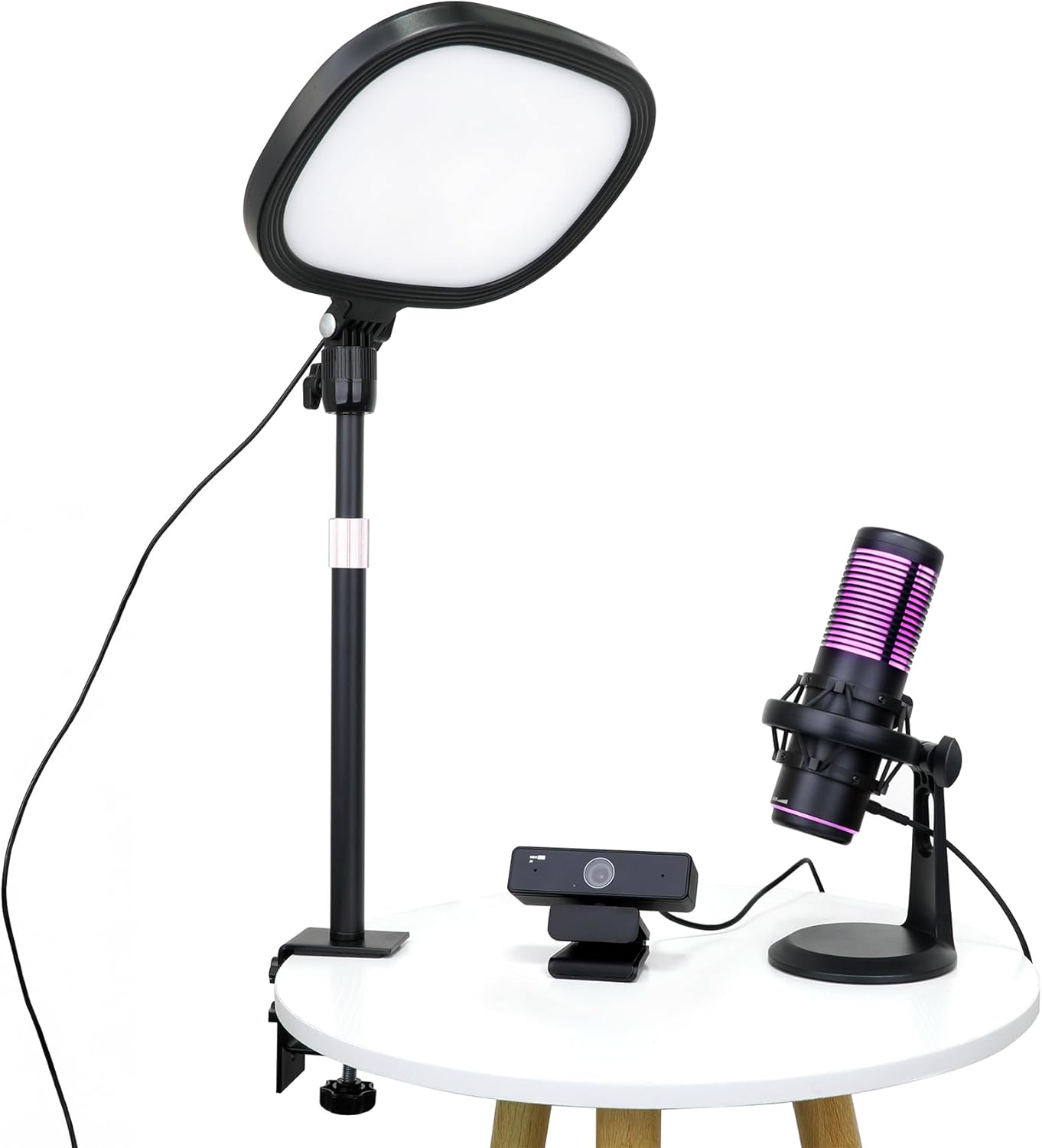 Live Video Streaming Kit (Deluxe)-for Video Call, Gaming, Podcast, YouTube, Content Creation- Includes 2k 60 FPS Webcam, Professional Cardioid Microphone, and LED Flat Light for Android/MAC/Windows