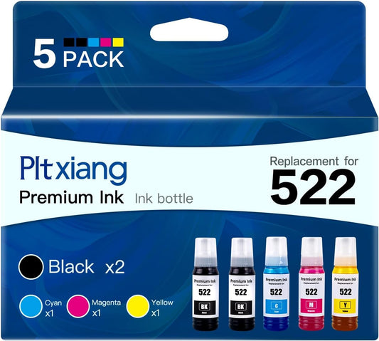 Compatible with Epson 522 Premium Ink Refill Bottles, Non Sublimation Ink Suitable for ET-2803 ET-2800 ET-2720 ET-4800 ET-2400 Printing (5 Bottles)