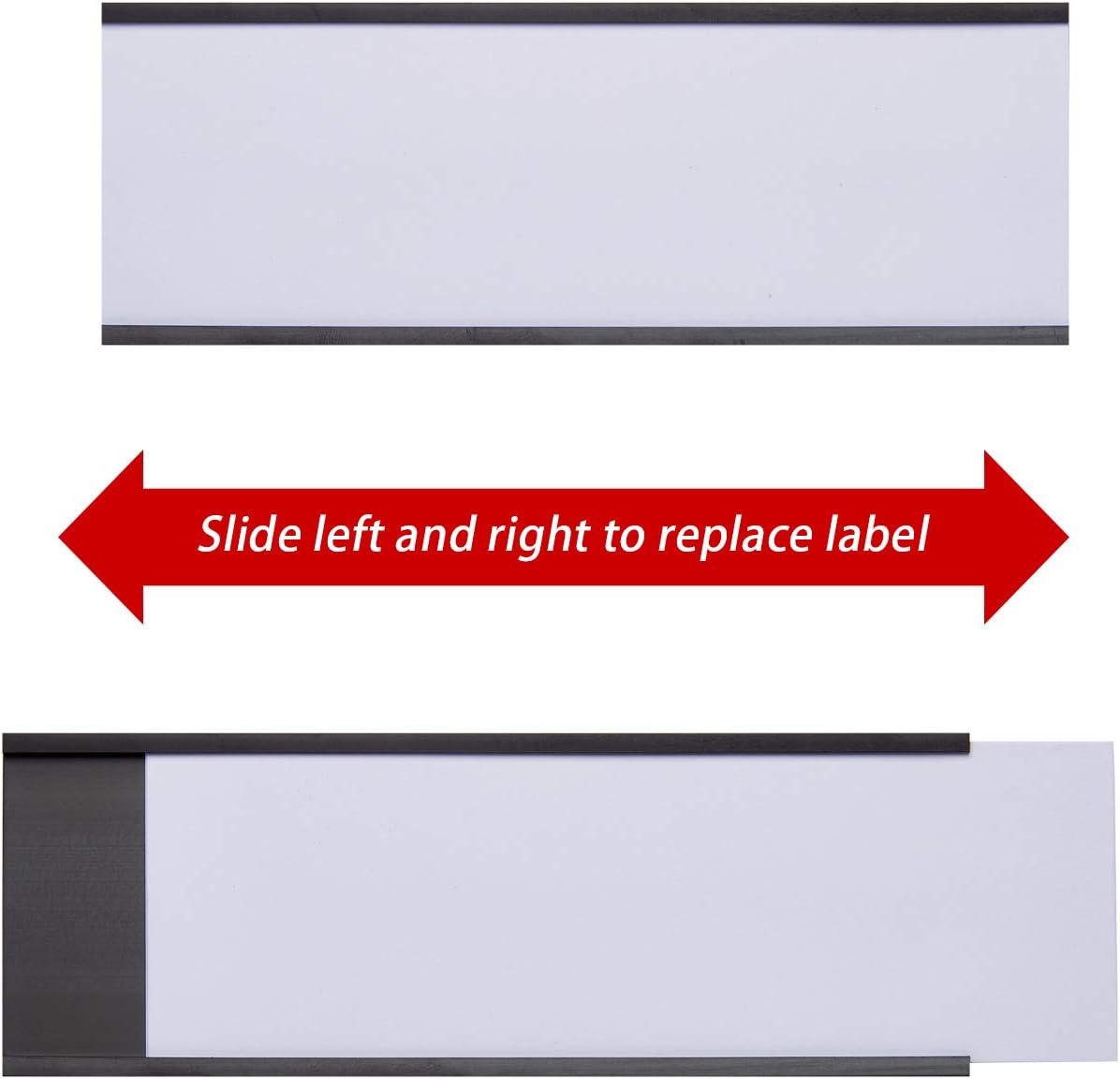 Eeoyu Magnetic Label Holders with Magnets Magnetic Data Card Holders with Clear Plastic Protectors for Metal Shelf, Whiteboard, Set of 50 (0.8 x 3 Inch)