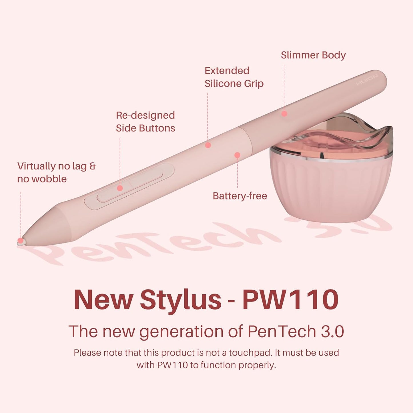 HUION Inspiroy 2 Small Drawing Tablet, Digital Art Tablet with Scroll Wheel, 6 Hot Keys, Battery-Free Stylus, Pink Graphics Tablet for Drawing, Design, Writing, Work with PC, Mac & Android