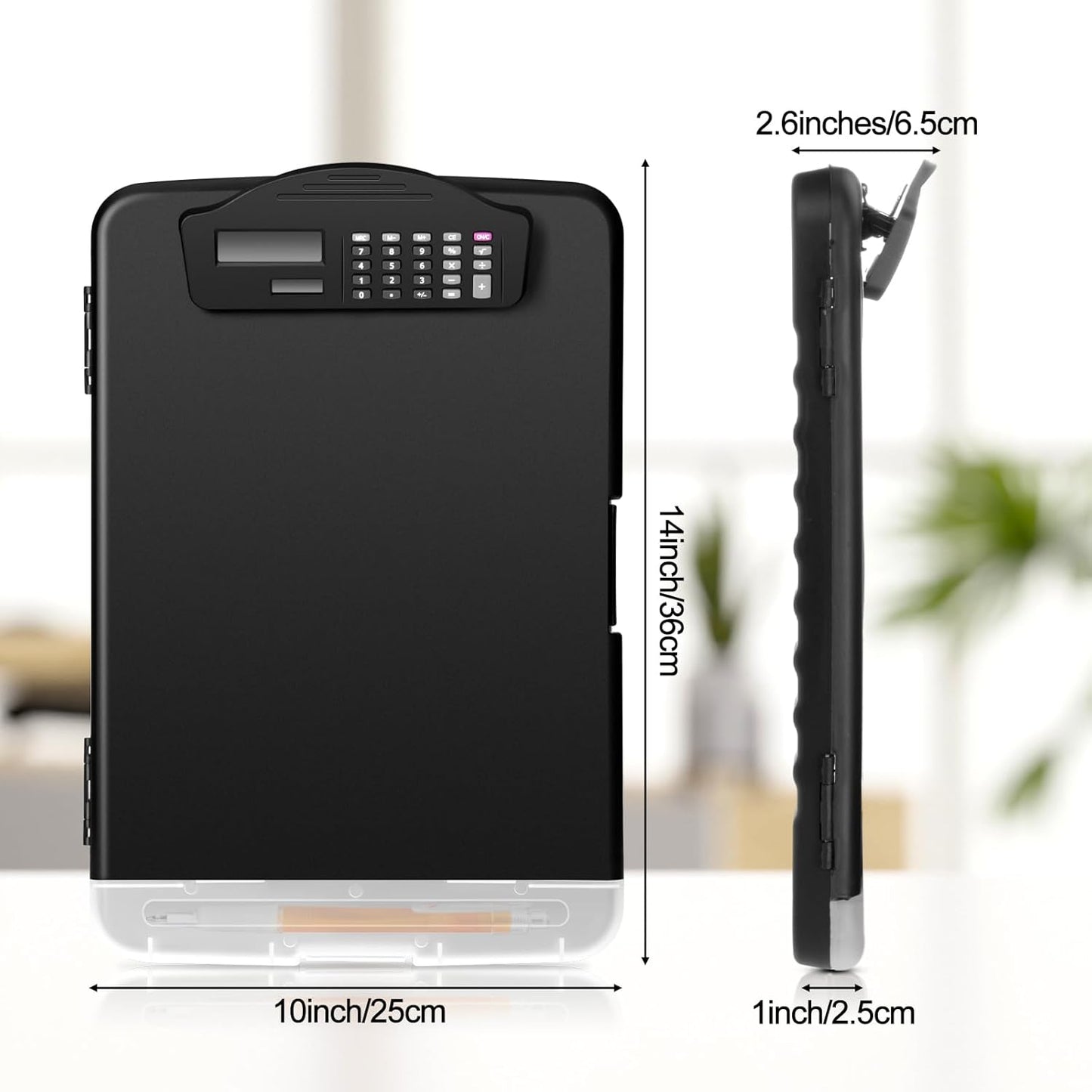 Geyoga 2 Packs Calculator Clipboard with Storage 14 x 10 x 2.6 Inches File Folder Plastic Storage Clipboard Letter Size File Folder with Low Profile Clip for School Classroom Office