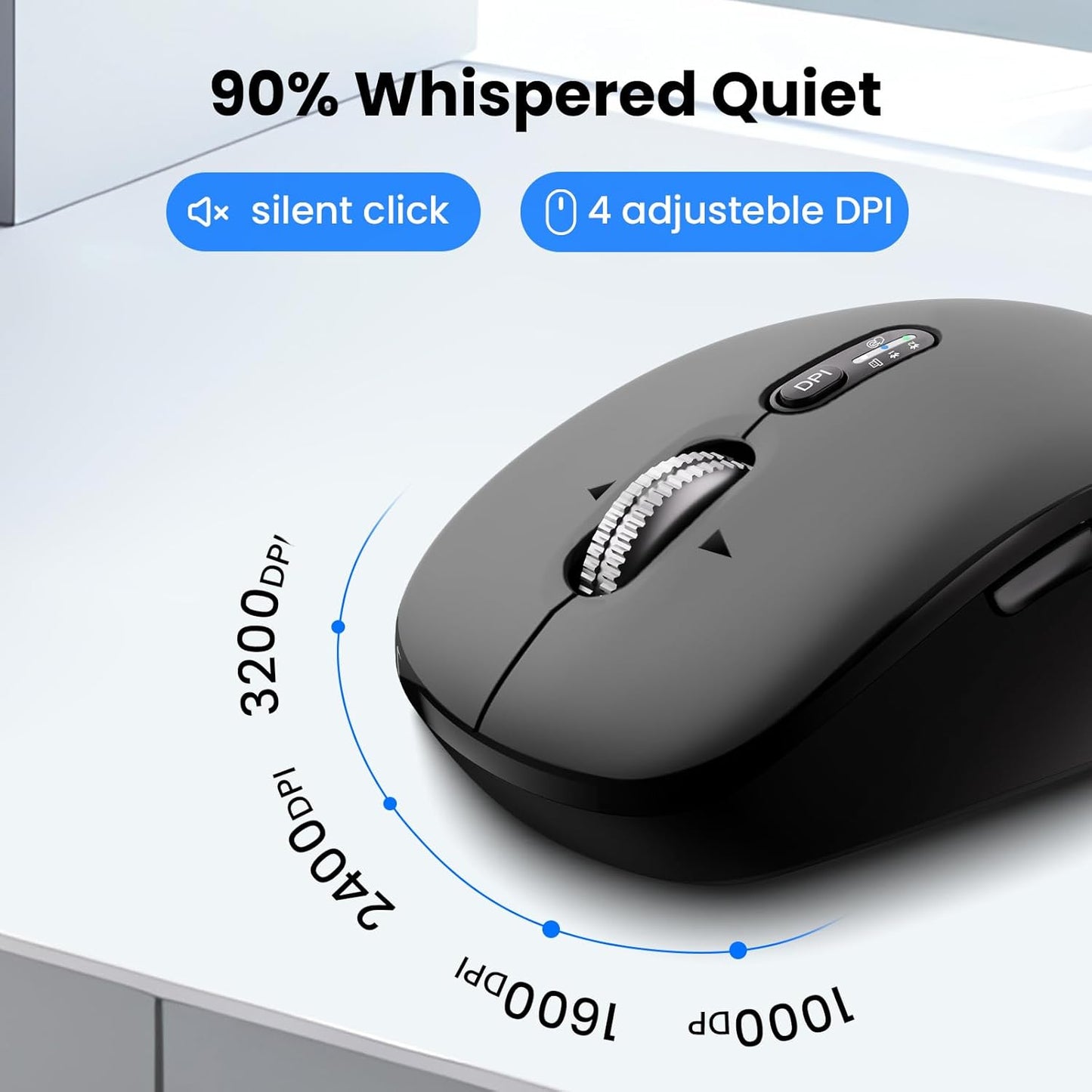 M9250 Wireless Keyboard Mouse Combo,Scissors Mechanism QWERTY Silent Wireless Bluetooth Keyboard and Ergonomic Mouse Set for Windows, iOS, Android, Computer Desktop PC Laptop iPad