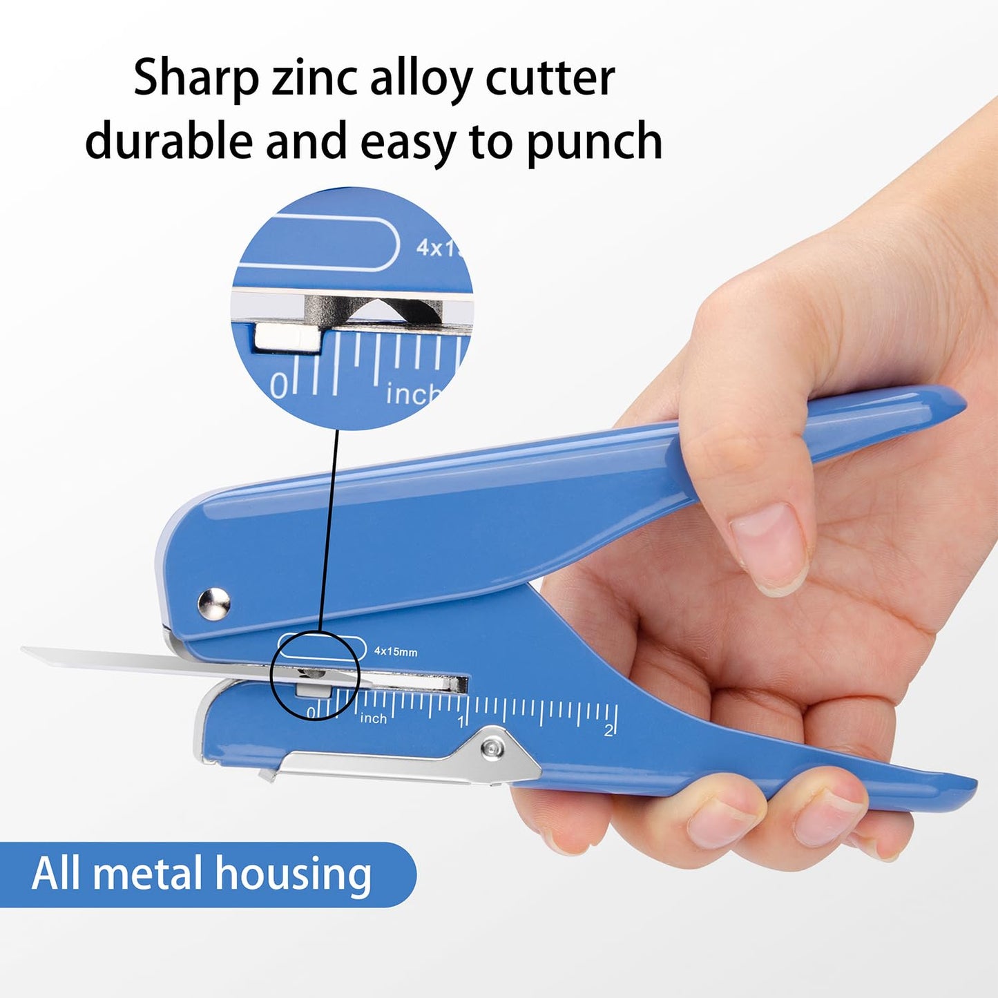Handheld Badge Slot Hole Punch: Imlike Card Punch with Garbage Collector, Slot Puncher for PVC ID Card, Business Card, Name Tag and Luggage tag, 19/32" x 5/32" Hole, All Metal Construction