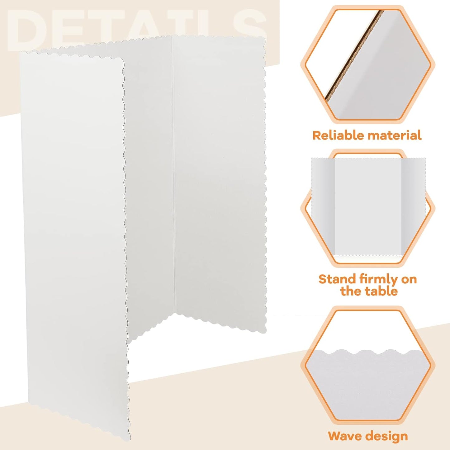 Ctosree 18 Pcs Tri Fold Poster Board Bulk, Lightweight Presentation Board, Science Fair Project Display Paperboard, Single Wall(14 x 22 Inch,White)