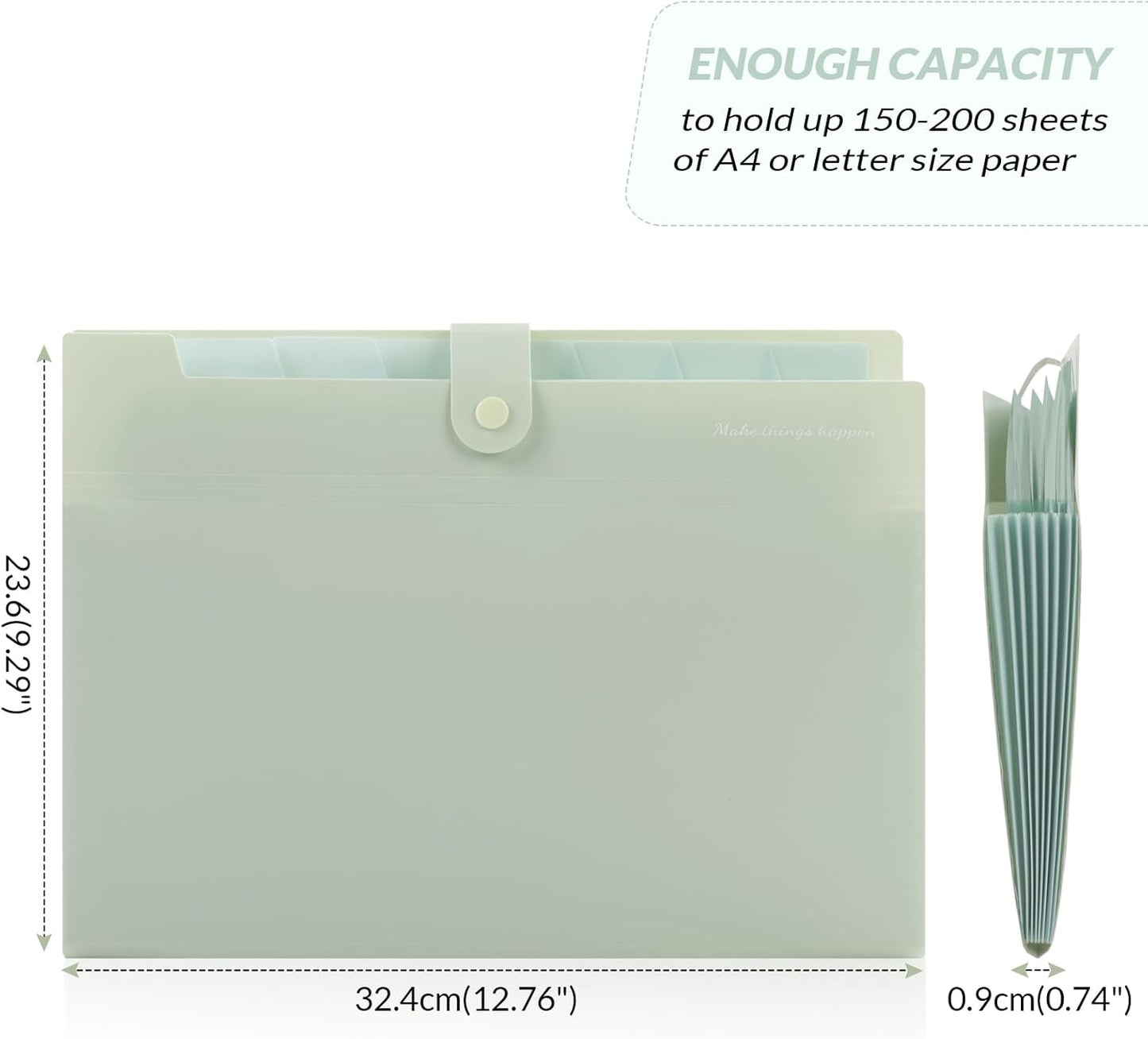 SKYDUE Expanding File Organizer with 8 Pockets, Accordion File Folders with Labels, Portable Document Paper Bill Receipt Organizer, Home College School Office Supplies, Letter Size,Light Green