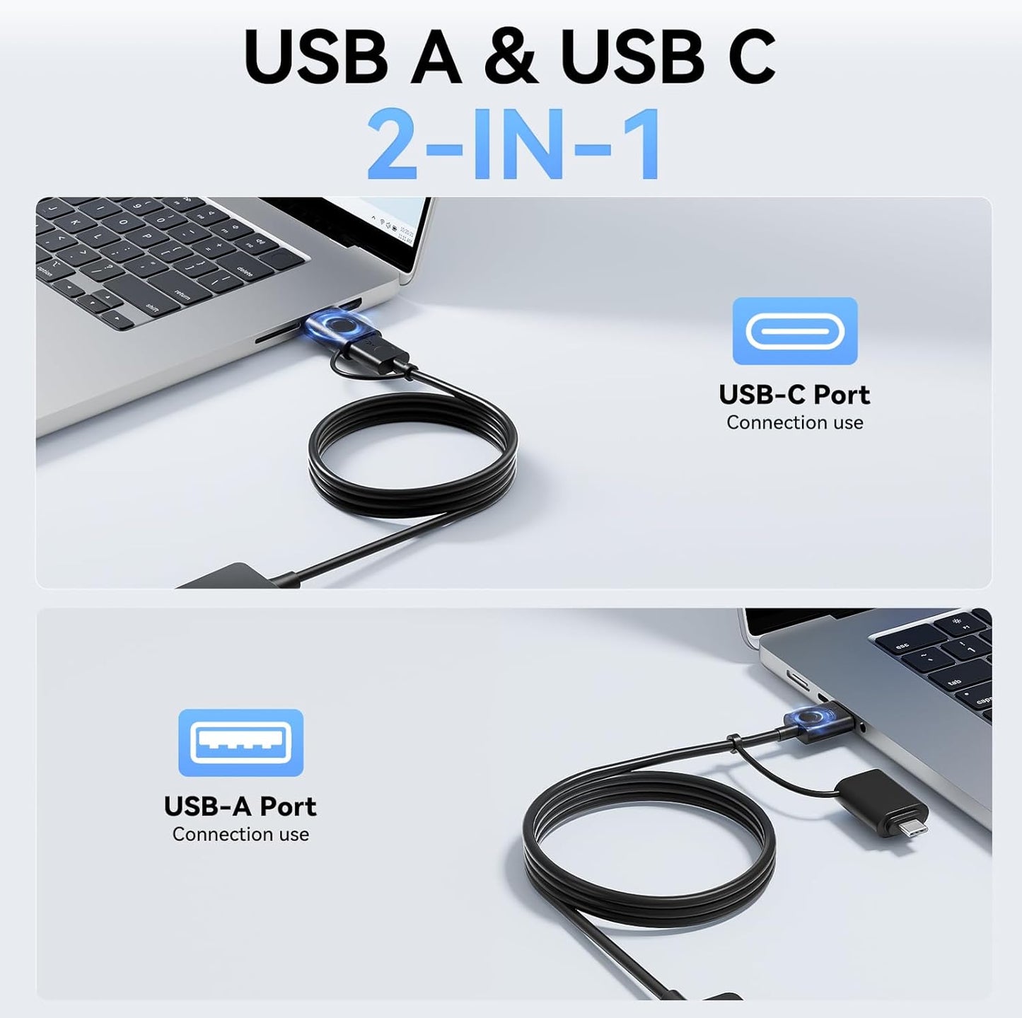 Aceele USB C/A Hub for Laptop, Ultra Slim USB Splitter 4 Port USB 3.0 Data Hub, Multi USB Port Expander with 4Ft Long Extension Cable for Desktop Mini PC,MacBook Air/Pro, iMac, PS5, Flash Drive