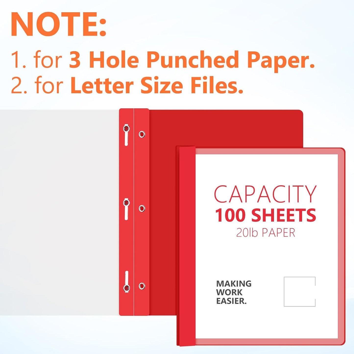 48 Pack Plastic Report Covers with 3 Prongs Presentation Folders Bulk, 100 Sheet Capacity, Clear Front Report Covers for Presentation Document Paper School Office Supplies (Colorful)