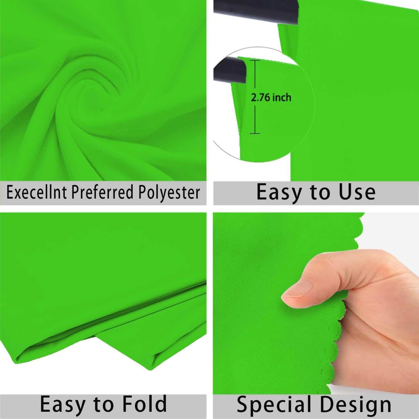 Green Screen Photo Backdrop for Photoshoot Green Background for Photography Photo Backdrop Curtain for Party 10 x 10 FT