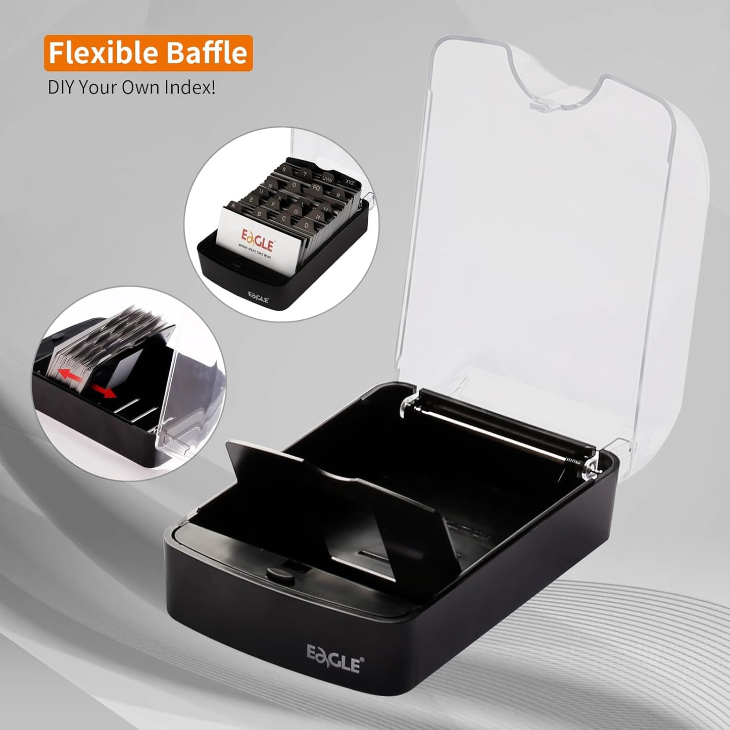 Eagle Business Card Box, Push-Button,Storage up to 350 Cards