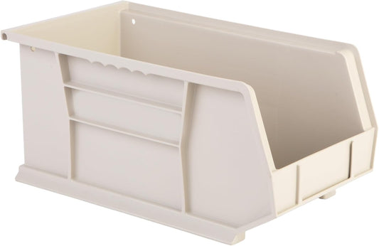 Hudson Exchange 15" x 8" x 7" (6 Pack) Plastic Stackable Storage Bin and Hanging Container, Stone