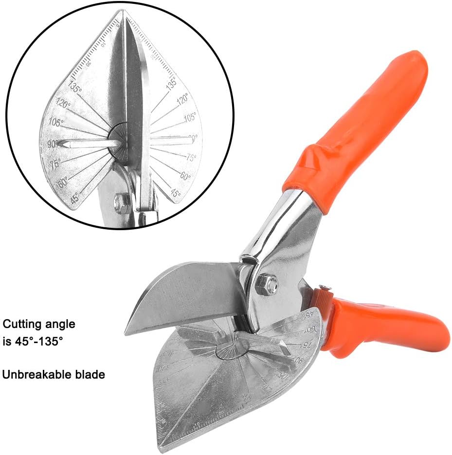 Garosa Miter Shear Multifunctional Trunking Trim Cutter 45 to 135° Angle Adjustable Quarter Round Cutting Tool Trunking Tube Trim Scissor for Angular Cutting Moulding Trim