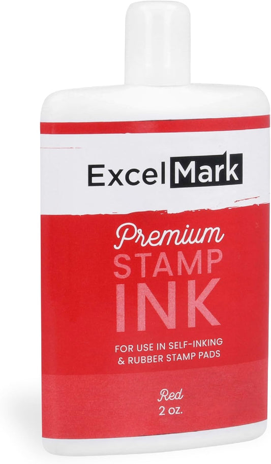 ExcelMark Self Inking Stamp Refill Ink - 2 oz. - Red Ink