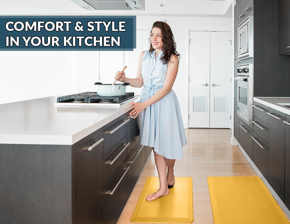 ComfiLife Anti Fatigue Floor Mat – 3/4 Inch Thick Kitchen Mats for Floor, Standing Desk Mat, Kitchen Rug – Comfort at Home, Office – Durable – Stain Resistant – Non-Slip Bottom (20" x 39", Mustard)