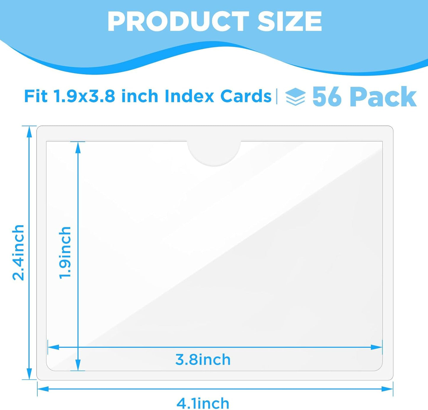 56 Pack Clear Self-Adhesive Pockets, 1.9" x 3.8" Index Card Pockets With Top Open Loading, PVC Label Holders for Organizing storage bins, Library Card, Drawer, and Protecting Your Cards