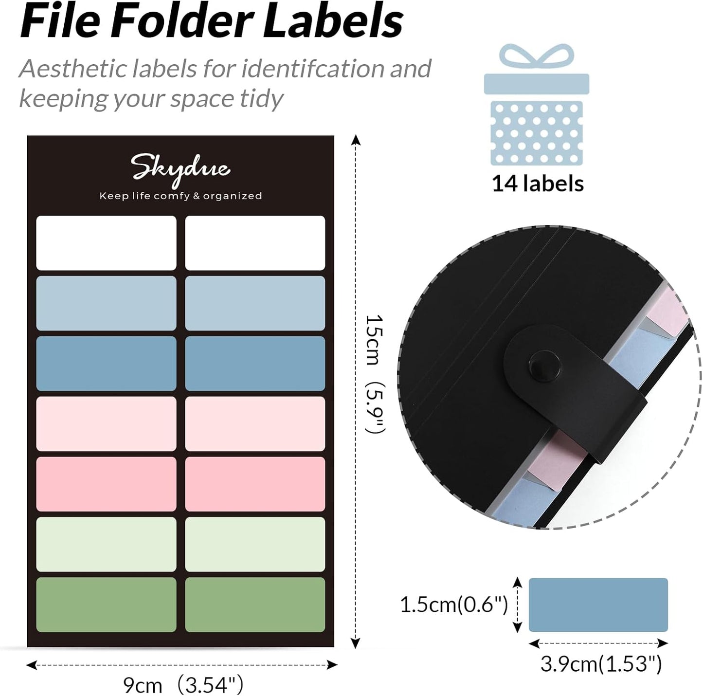 SKYDUE 8 Pockets Accordion File Organizer, Expanding File Folders, Portable Document Paper Organizer, A4 Letter Size, Snap Closure, Pack of 4