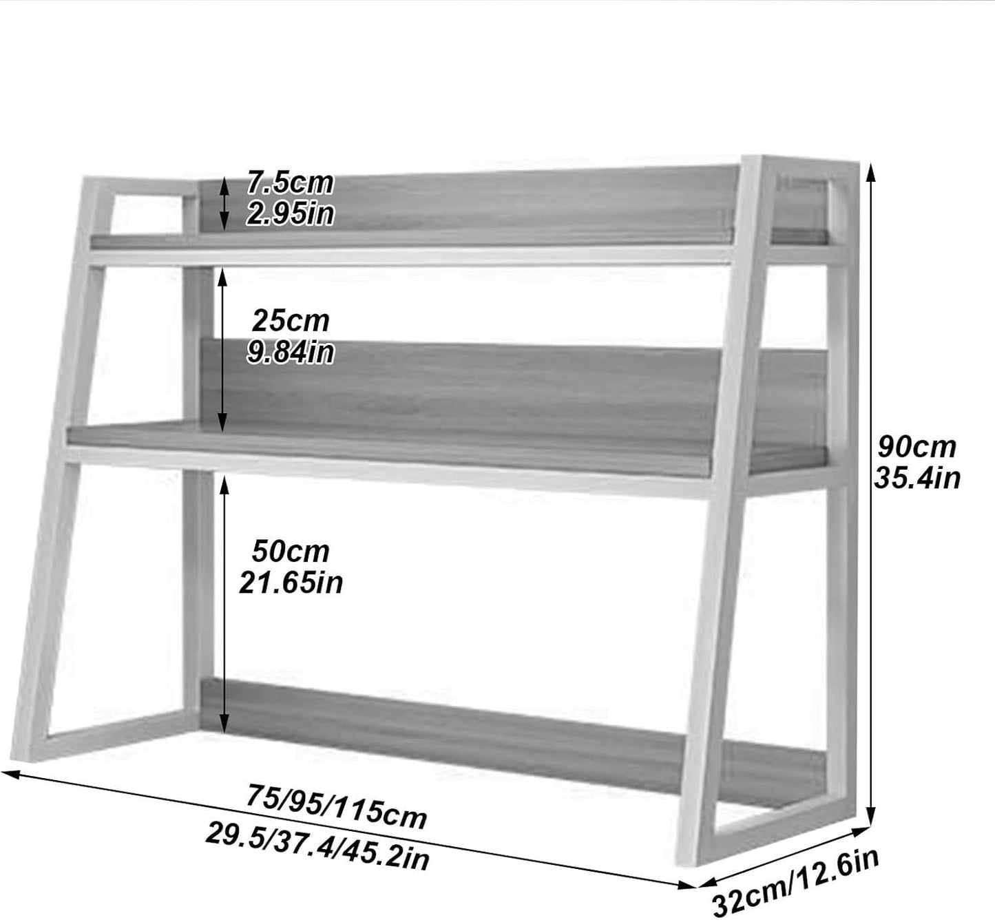 FPIGSHS Desktop Hutch Shelf，2-Tier Computer Desktop Bookcase Desk Organizer Shelf for Top Multipurpose Countertop Display Storage Rack for Home Office Dorm Use (115cm/45.2in)