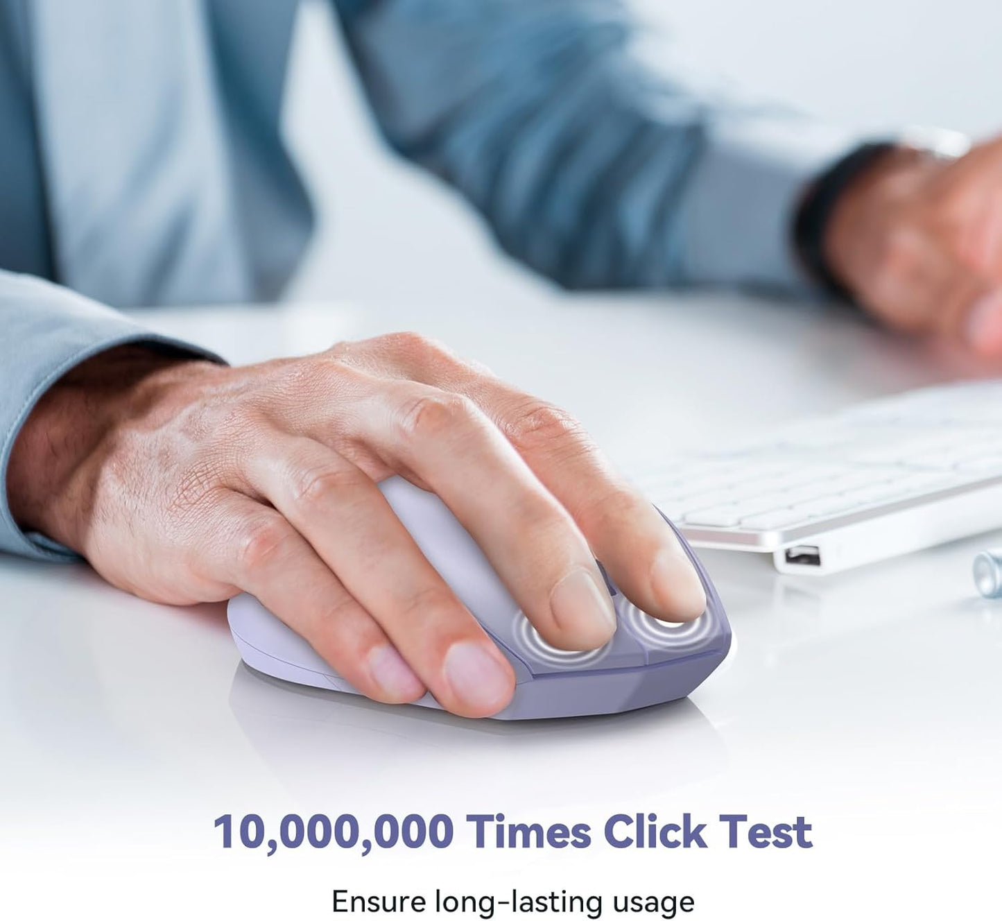 TECKNET Bluetooth Mouse, 4800 DPI Wireless Mouse, 2-Year Battery 6 Adjustable DPI, 6 Buttons Compatible with Laptop/Windows/Computer - Lavender