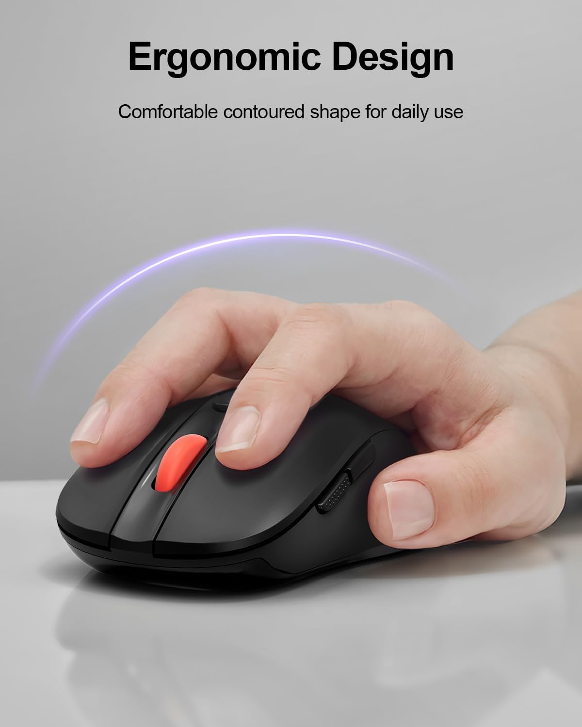 USB Mouse Wireless, 2.4G Cordless Computer Mouse with 6 Buttons, 5-Level Adjustable 4000 DPI, Ergonomic Portable Optical Computer Mice for Laptop, PC, Mac, iPad, 24-Month Battery Life (Black)