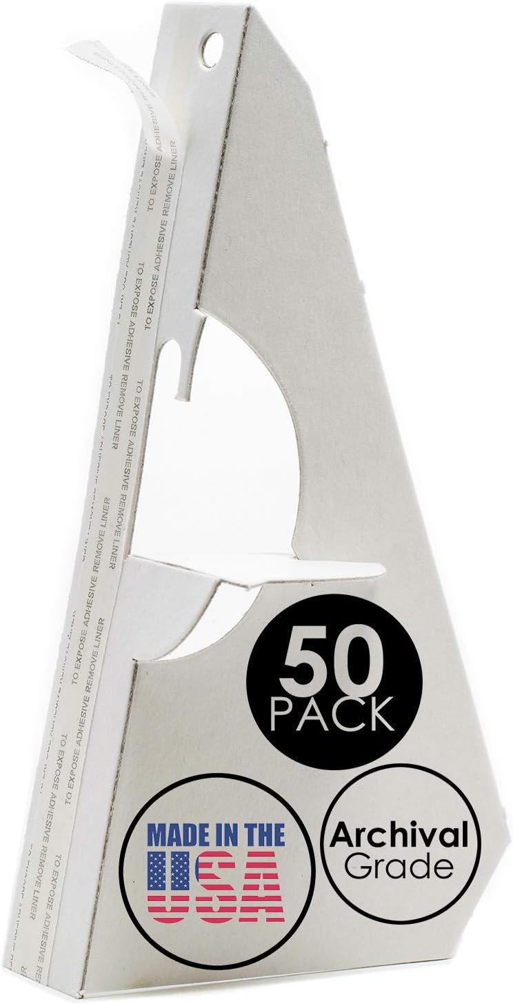 Golden State Art, 7 Inch Self Stick Easel Back, Cardboard Stand, Single Wing, Archival Quality, Display Posters Pictures Brochures, Easy and Fast Application (Pack of 50) White, Made in USA