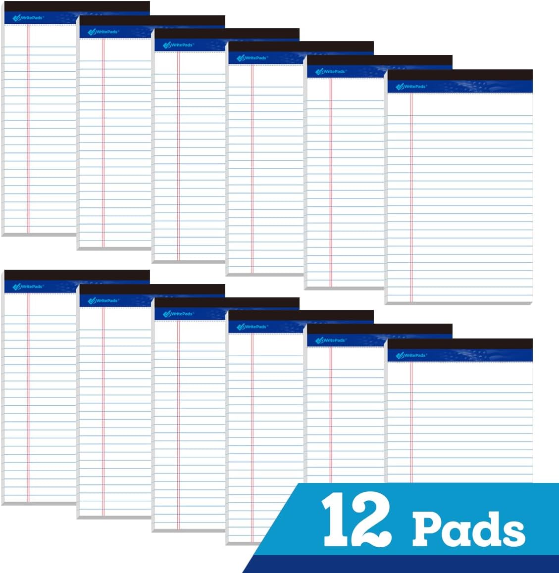 5"x8" Legal Pads,College Ruled,White Paper,12 Pack,50 Sheets Per Writing Pad,Micro perforated Writing Pad,BL-SWT50C-12PAD