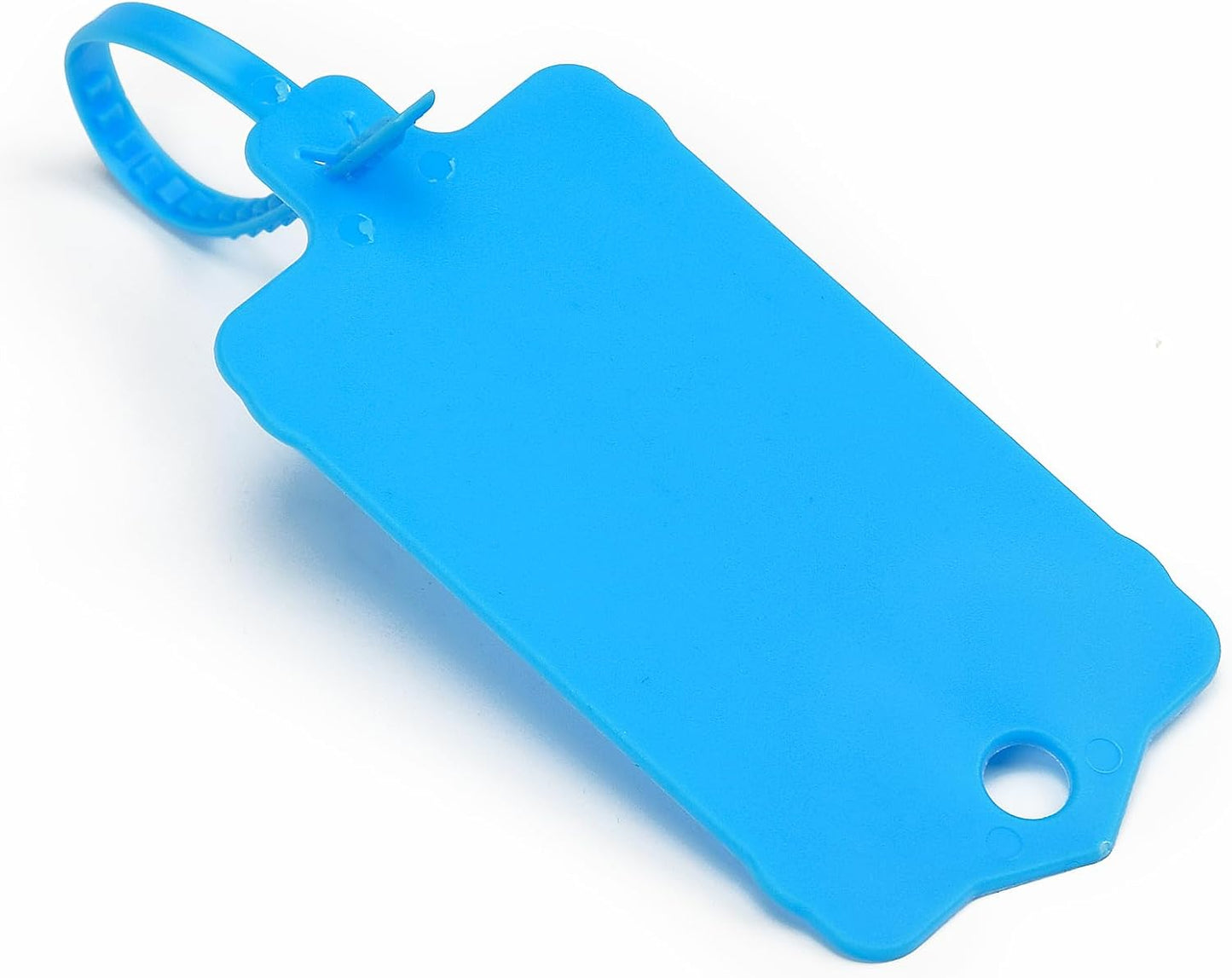 100pcs Blank Plastic Tags for Labeling Reusable Hanging Tags Ties Key Tag Storage Labels Waterproof Plastic Mark Label Writable Hang Sign with One Marker Pen (Blue)