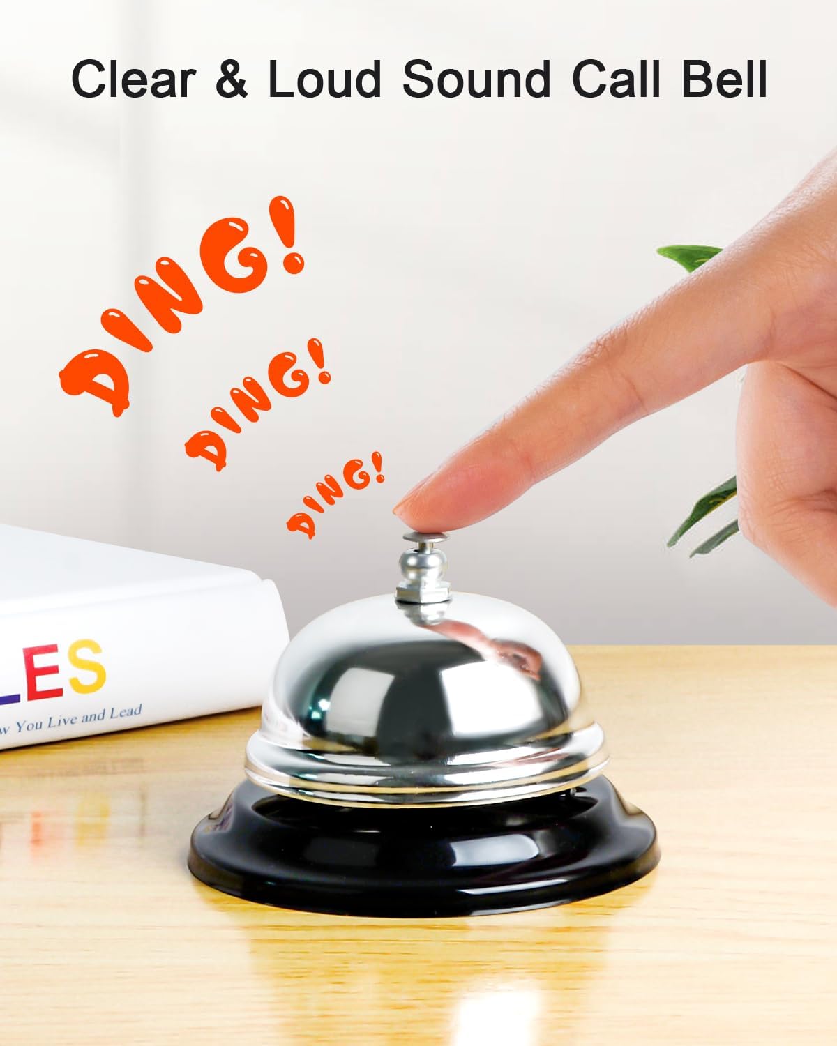 Desk Bell 2 Pack 3.35 Inch Desk Service Bell with Sturdy Metal Build and Loud Clear Sound, Classic Ring Bell for Hotel Reception, Classroom, Restaurant, Office, Kitchen, Home, Silver