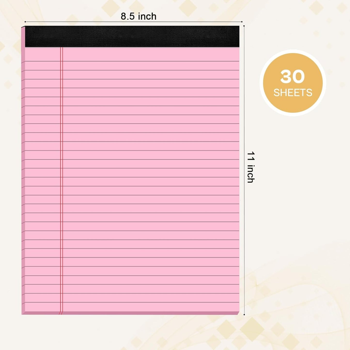 360 Sheets Pink Legal Pads 8.5" x 11" Pack of 12 Note Pads Wide Ruled Lined Paper with Micro-Perforated Writing Notebook 30 Sheets per Pad To-Do List Notepad for School, Office & Home Supplies