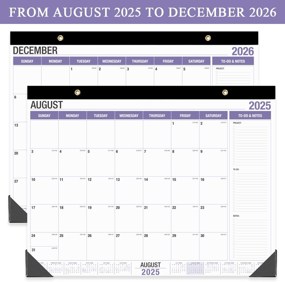 Large Desk Calendar 2025-2026, Runs from August 2025 to December 2026, 22" x 17" Desk Calendars with to-do List, 17 Months Calendar 2025, Extra Large Desk Calendar for Home or Office