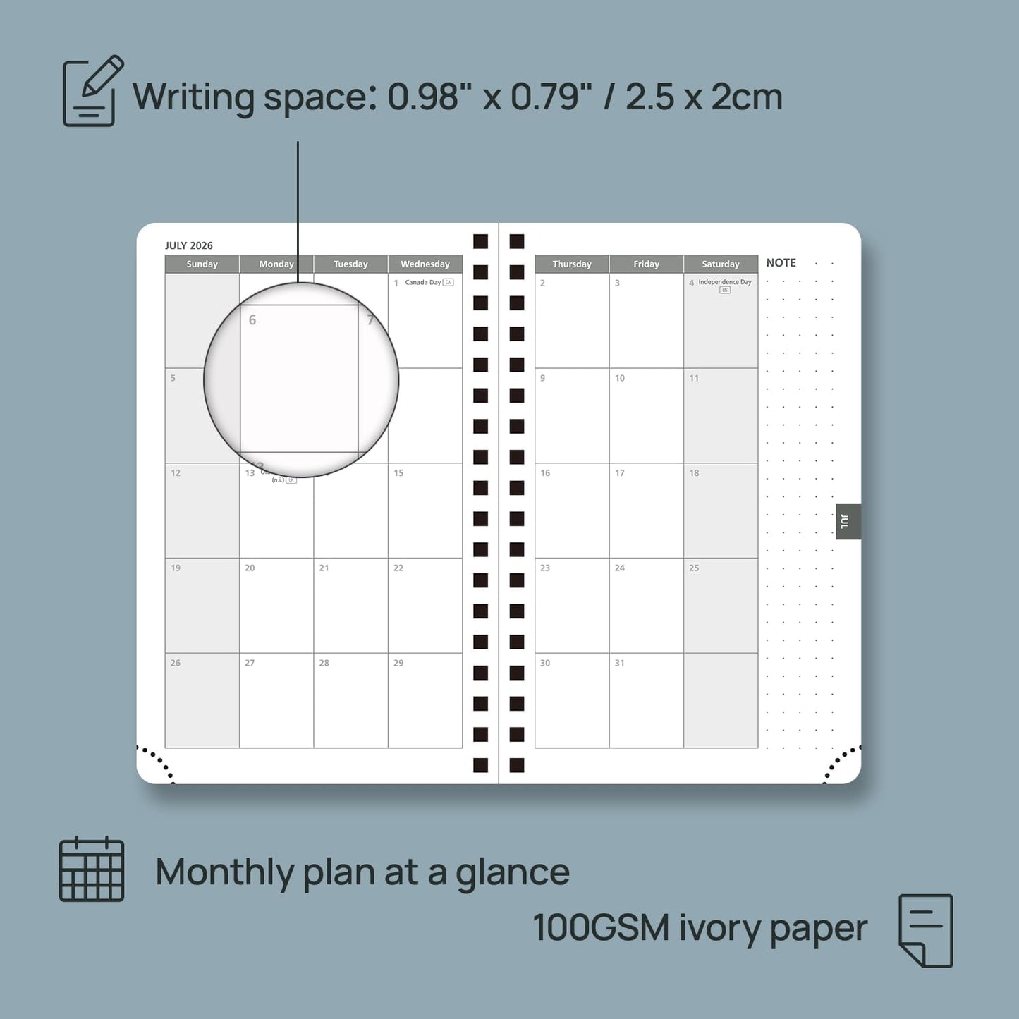 POPRUN Pocket 2026 Planner (Small Size- 4'' x 6.25'') Weekly and Monthly for Purse - Calendar 2026 (Jan. 2026 - Dec.2026) with Soft Cover, Plastic Ruler - Black