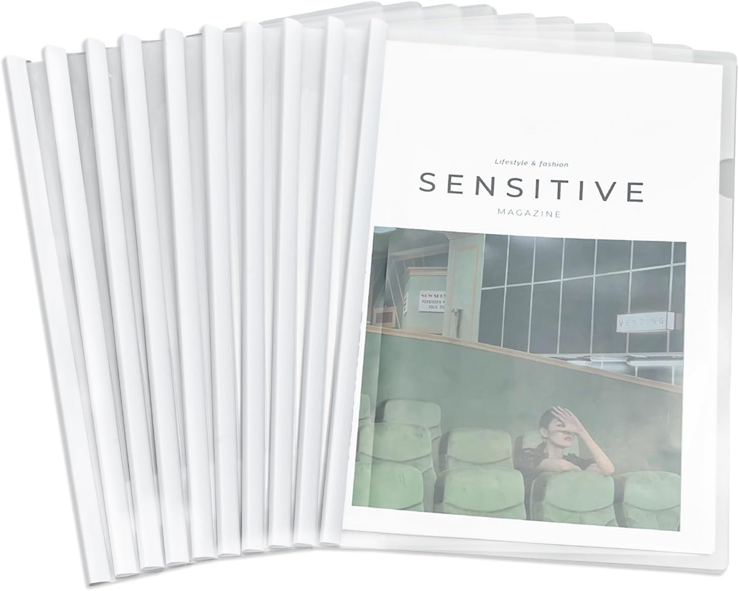 M&G 10 Pack Report Covers with Sliding Bar, 70 Sheet Presentation Folders,10mm Clear Report Folder for A4 and Letter Size Paper,8.7X 12.2inch