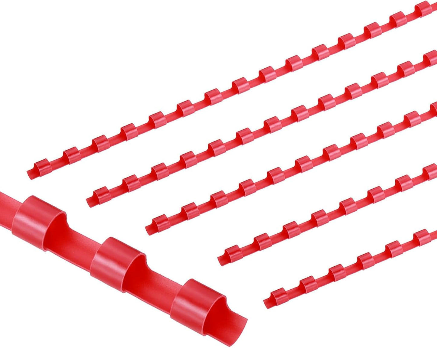 PATIKIL 6mm (1/4") Plastic Binding Combs, 100 Pcs 21 Rings Comb Binding Spines 20 Sheet Capacity Letter Size for Binding Paper Sheets, Red