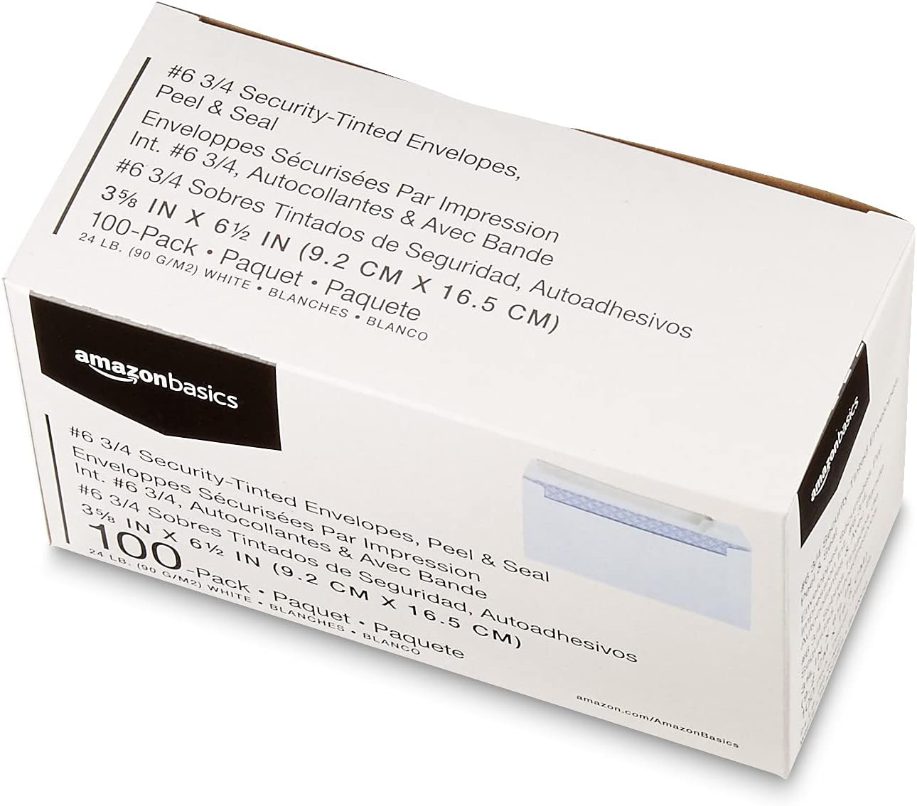 Amazon Basics Security Self-Seal Mailing Envelope, White, 6 3/4, 100-Pack